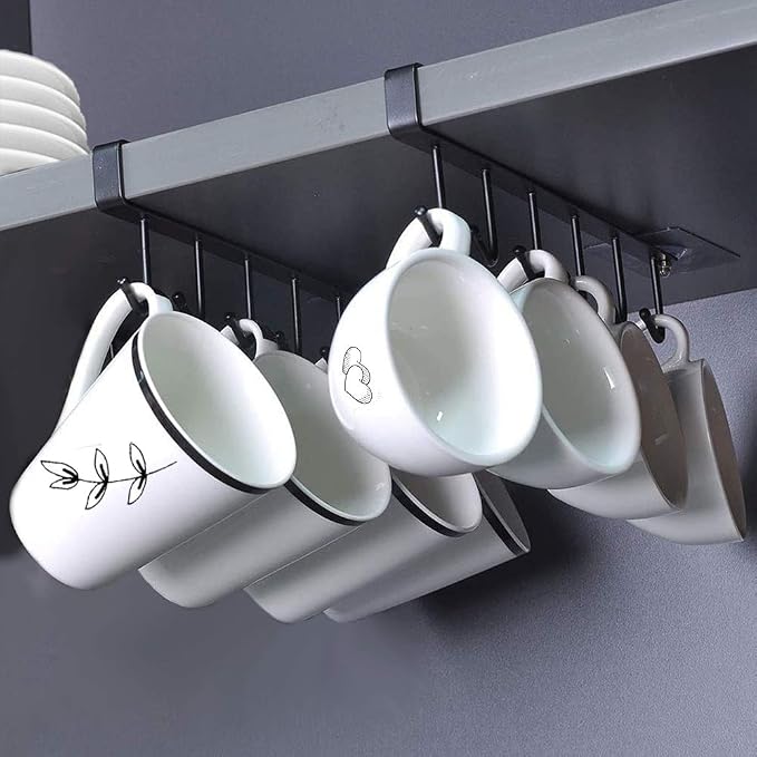 AliCH 2pcs Mug Hooks Under Cabinet Mug Holder Rack, Nail Free Adhesive Coffee by EigPluy