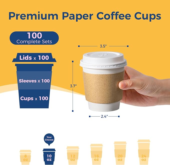 Fit Meal Prep 100 Pack 10 oz Disposable Coffee Cups - Image 2