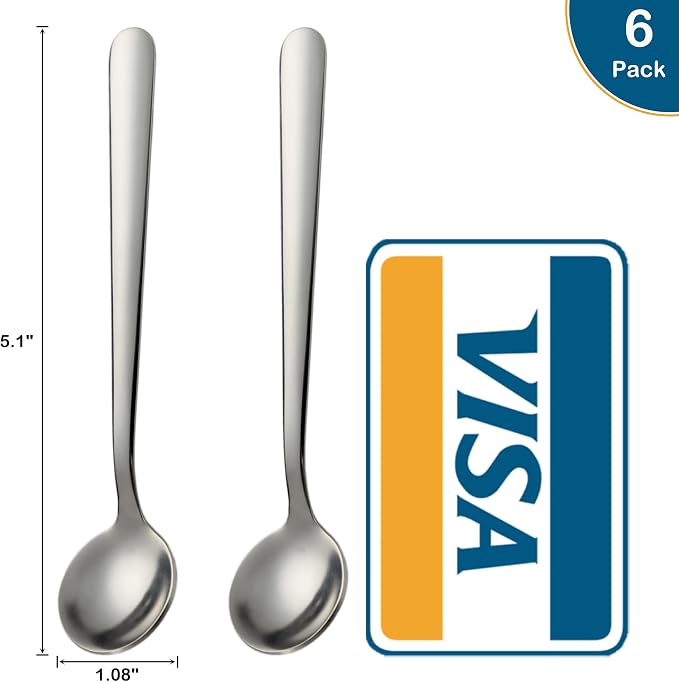 6 Pack 5.1 Inches Mini Spoons Small Coffee Teaspoon Medicine Spices Powder Spoon - Image 2