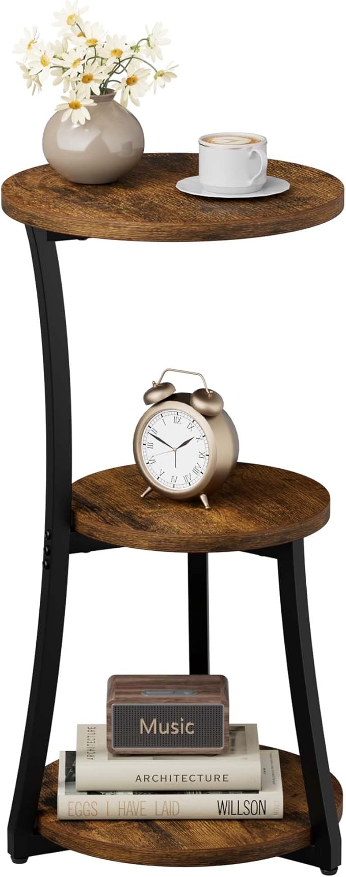 Small Side Table, 3-Tier Round End Table by JUSTOGO