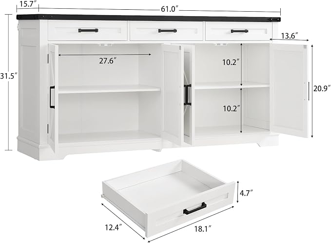 usikey Large Sideboard Buffet Cabinet - Image 2