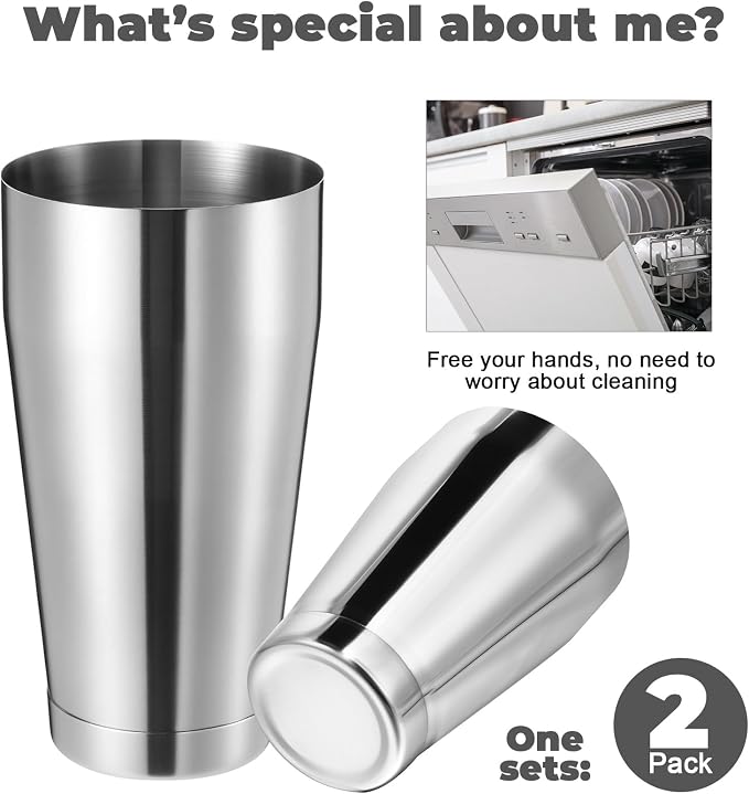 Sabary 2 Pcs Cocktail Shakers Professional Bar Shaker Boston Set Stainless - Image 3