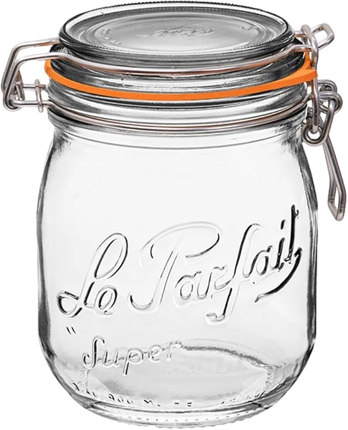 Le Parfait Super Jar 750mL French Glass Preserving Jar w/Airtight Rubber Seal & by LeParfait