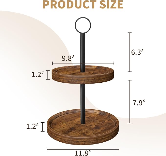 Tiered Tray Stand, Rustic Two Tier Decorative Tray - Image 3