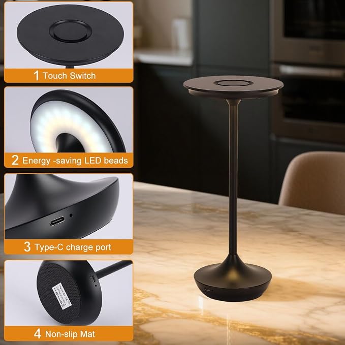 2 Pack Cordless Rechargeable Table Lamps, Portable 6000mAh Battery Desk Lamp - Image 3