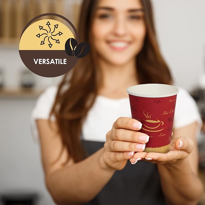 PAMI Disposable Coffee Cups, Single-Use Paper Cups, To-Go Hot Beverage Cups - Image 4