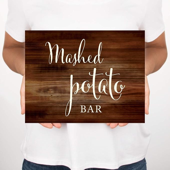Andaz Press Wedding Party Signs, Rustic Wood Print, 8.5x11-inch, Mashed Potato - Image 3