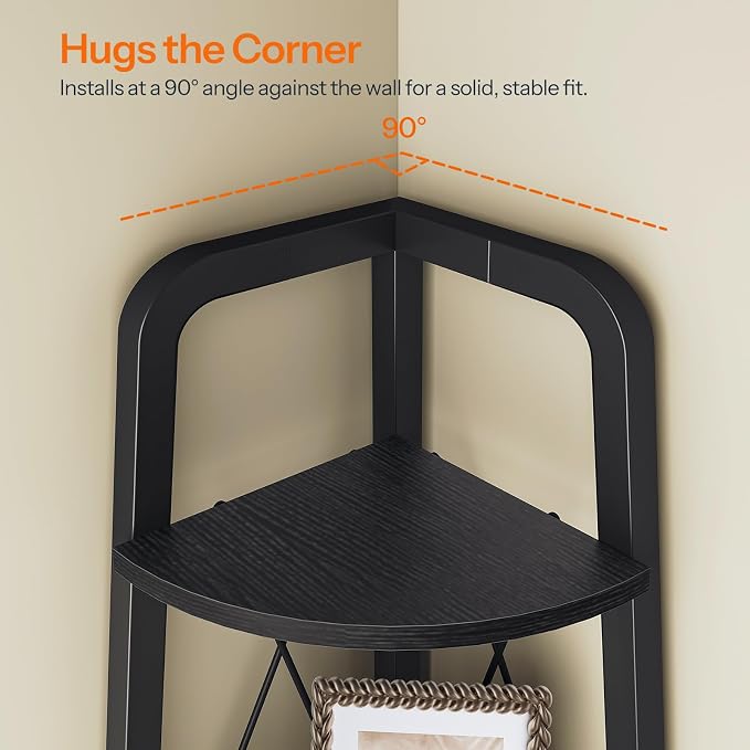 HOOBRO Corner Shelf, 3-Tier Corner Shelf Stand, Industrial Corner Display Shelf - Image 6