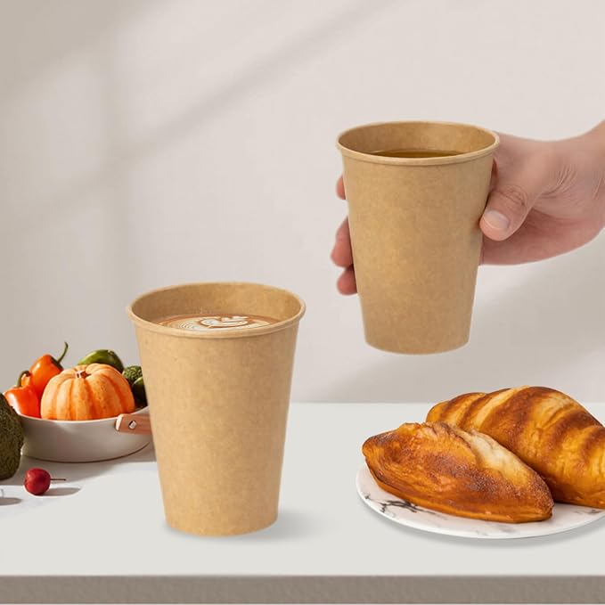 RACETOP 100 Pack 12 oz Coffee Cups, Disposable Coffee Cups, Kraft Paper Cups - Image 3