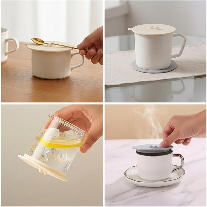 6Pcs Silicone Cup Lids Silicone Cup Covers 6color Design, Food Grade Anti-dust - Image 5