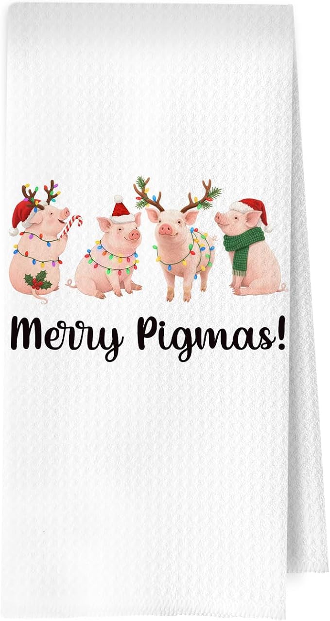Christmas Pig Kitchen Towels by Unknown