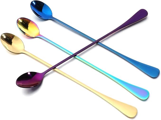 Dimeho Long Handle Spoon 9.5-Inch Long Handle Ice Tea Spoons 4PCS Stainless - Image 5