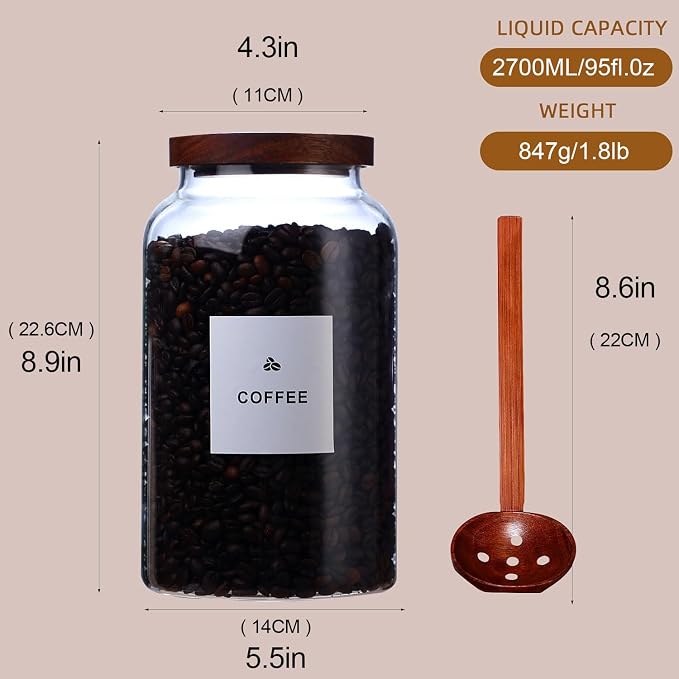 2 Pack Large Glass Storage Jars - Image 2