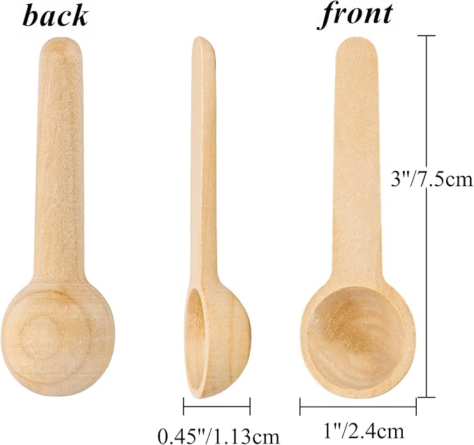 Tebery 60PCS Mini Wooden Spoons Small Bath Salt Spoon Candy Spoon Baby Spoon - Image 2
