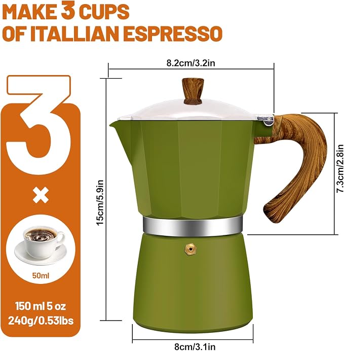 3 Cup Aluminum Espresso Stovetop Moka Pot Express Coffee Maker Percolator - Image 2