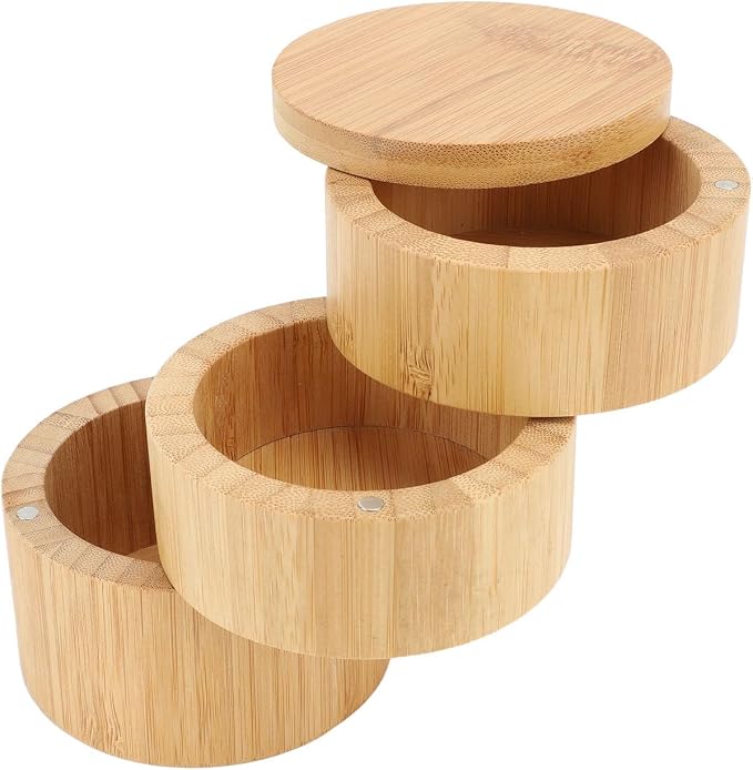 HERCHR Salt Cellar with Swivel Lid, 3 Tier Salt Box Jar Storage Container with - Image 9