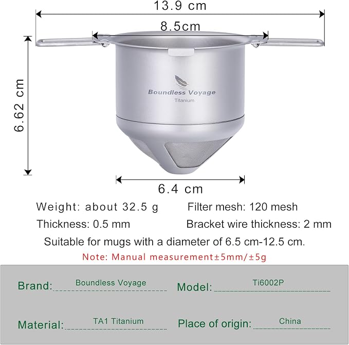 Boundless Voyage Titanium Coffee Drip Filter Reusable Pour-Over Coffee Filters - Image 3