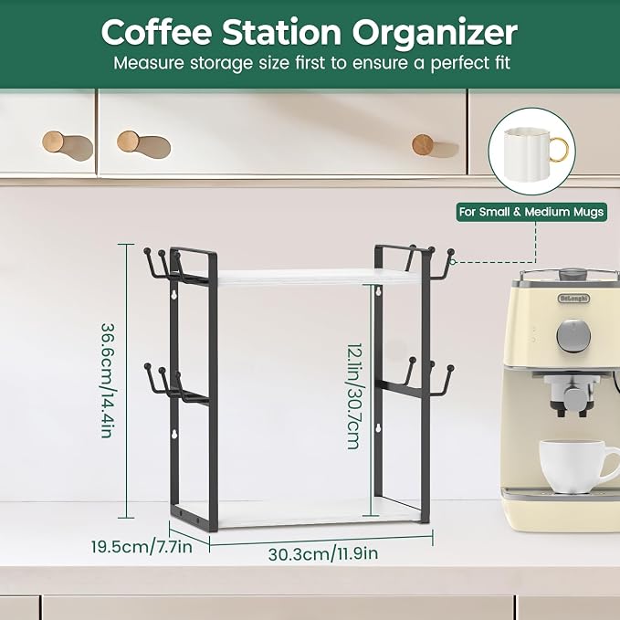 EsLuker.ly 2 Tier Coffee Mug Holder Station Bar Organizer Countertop, Mug Cup - Image 2