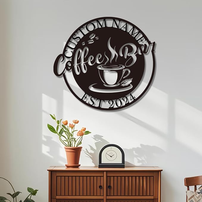 Personalized Coffee Bar Sign, Custom Metal Wall Art - Image 4