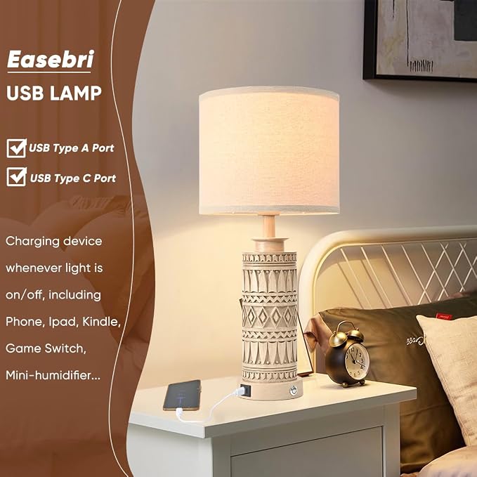 23IN Table Lamps for Living Room Set of 2 End Table Lamps Touch Control Table - Image 5