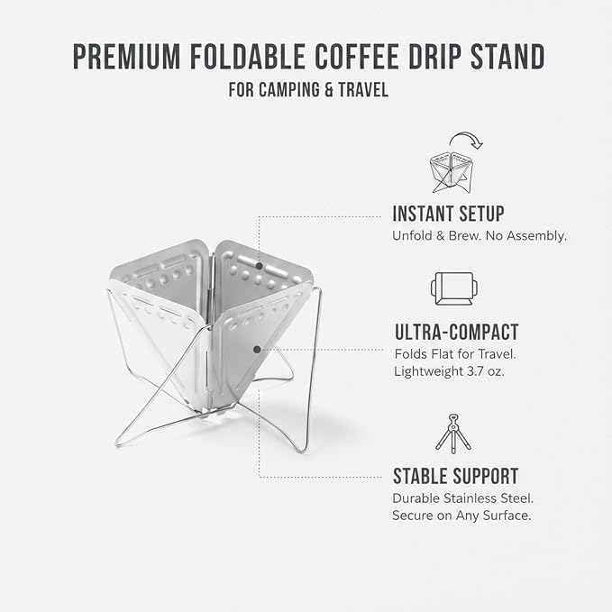 Coffee Drip Stand, Foldable Stainless Steel Pour Over Holder - Image 4
