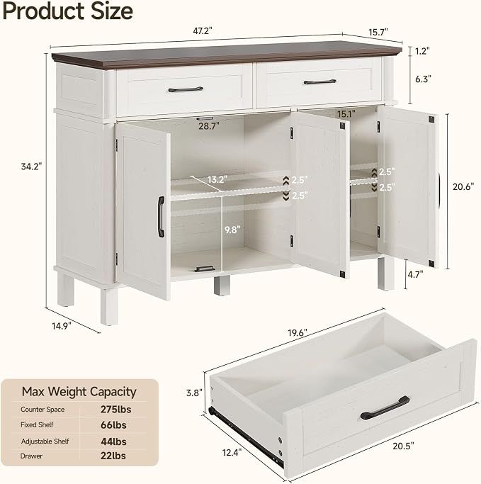 48 Inch Sideboard Buffet Cabinet - Image 2