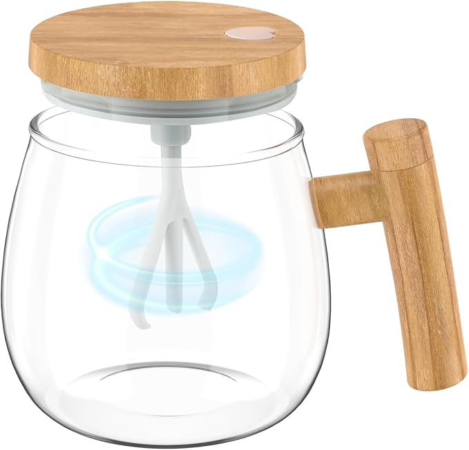 Automatic Stirring Mug, Glass Self Stirring Cup by VELLRYU