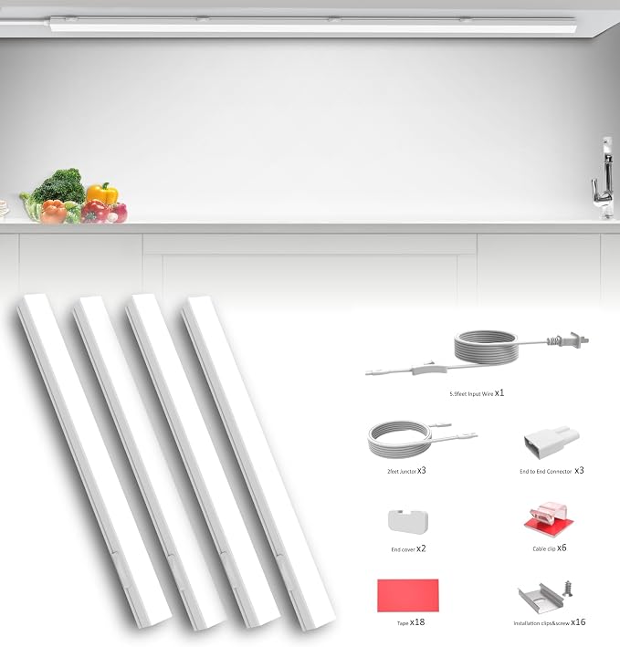 Leetdud Under Cabinet Lighting Plug in, 32 Inch 4 Pcs, Linkable AC120V 3CCT - Image 6
