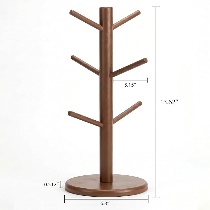 Wisuce Coffee Mug Tree Bamboo Mug Holder Coffee Cup Stand Mug Holders - Image 3