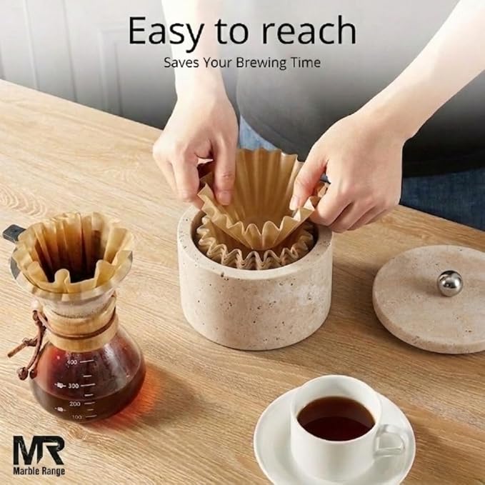 Marble Coffee Filter Holder – 6 inch Handmade Travertine Coffee Filter Holder - Image 3