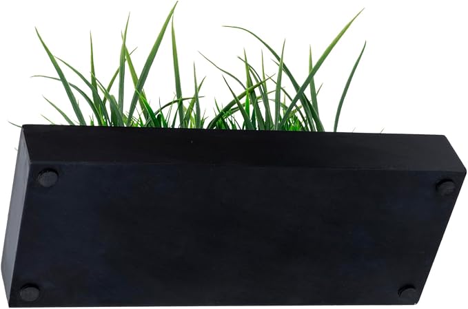 MyGift Large Artificial Green Grass Plants Potted in 14-Inch Matte Black Wood - Image 7