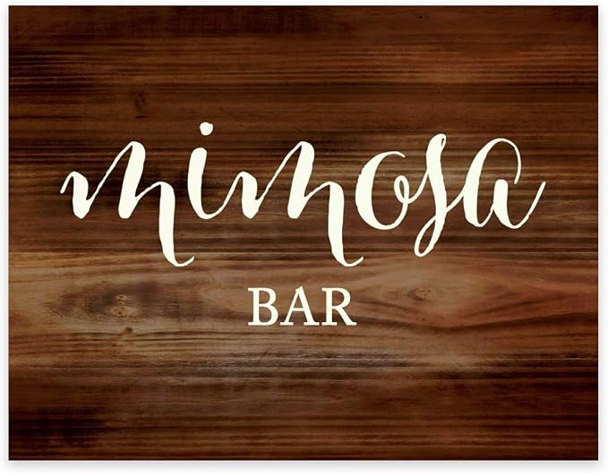 Andaz Press Wedding Party Signs, Rustic Wood Print, 8.5x11-inch, Mimosa Bar Sign by AndazPress