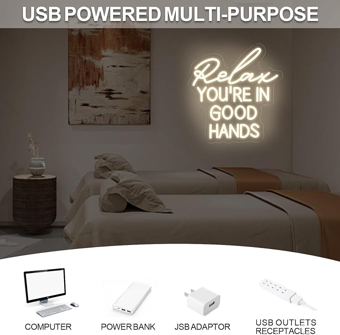 Relax You're In Good Hands Neon Sign, Custom Hair Salon LED Neon Light Barber - Image 5