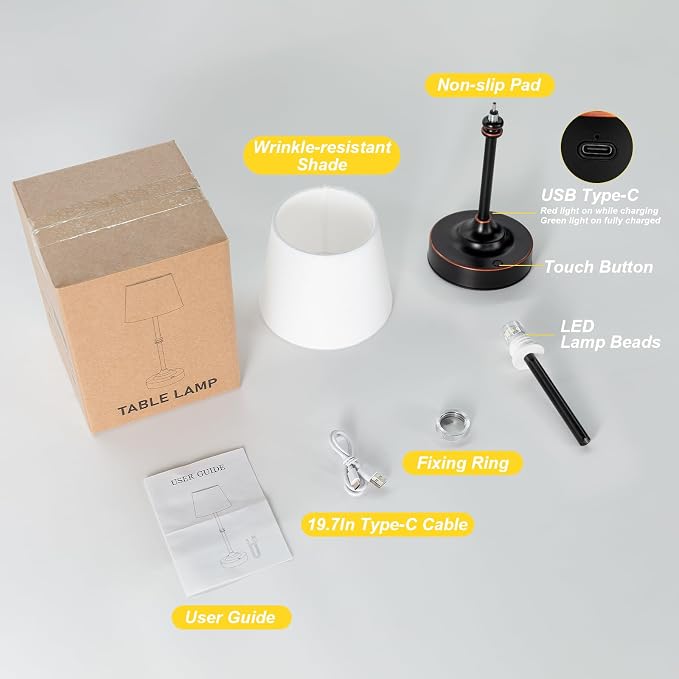 Kakanuo Rechargeable Cordless Table Lamp Antique Black - Image 5