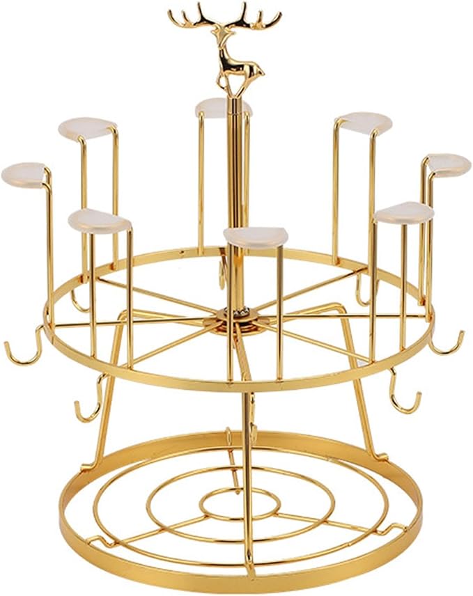 8 Cup Drying Rack Tea Cups Storage Rack Rotatable 8 Hooks Mug Draining Organizer - Image 6