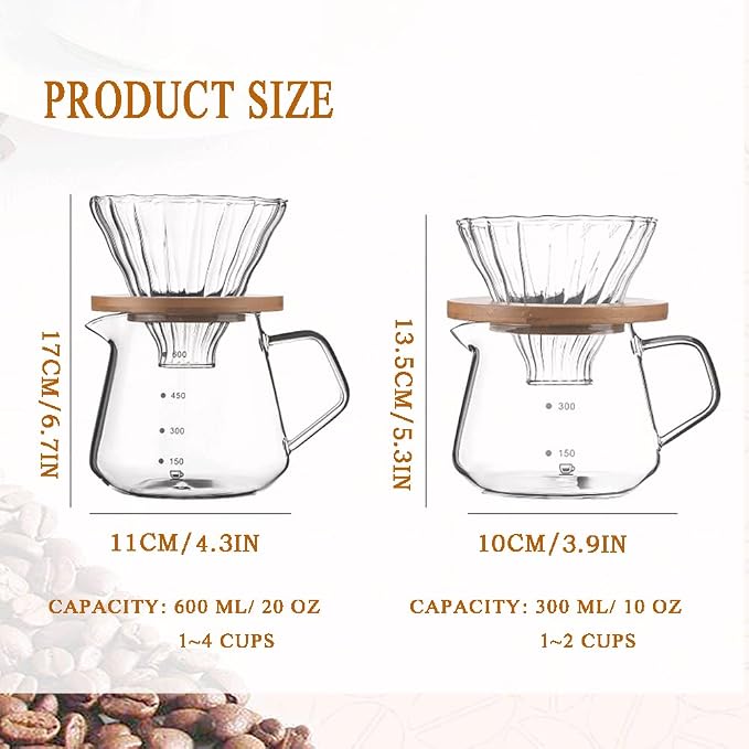 Pour Over Coffee Maker - 20 OZ /600ML Glass Carafe Coffee Server - Image 4