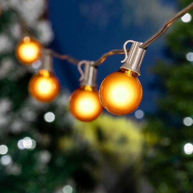 G50 Patio String Lights with 25 Yellow Globe Bulbs – Outdoor String Lights – - Image 6