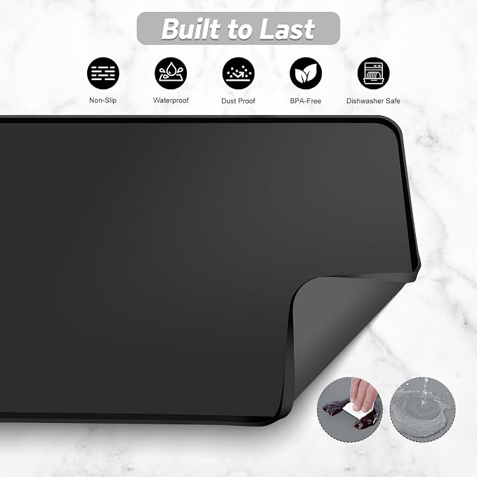 Garolue Silicone Coffee Mat, 24×16" Waterproof Heat Resistant Bar Mat - Image 5