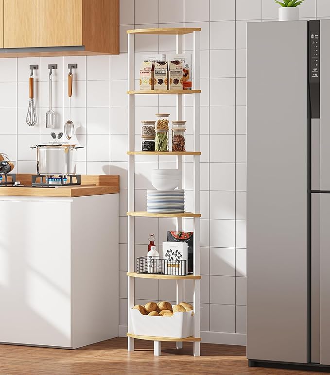 Corner Shelf, 6-Tier Corner Bookshelf, Industrial Corner Ladder Shelf, DIY - Image 8