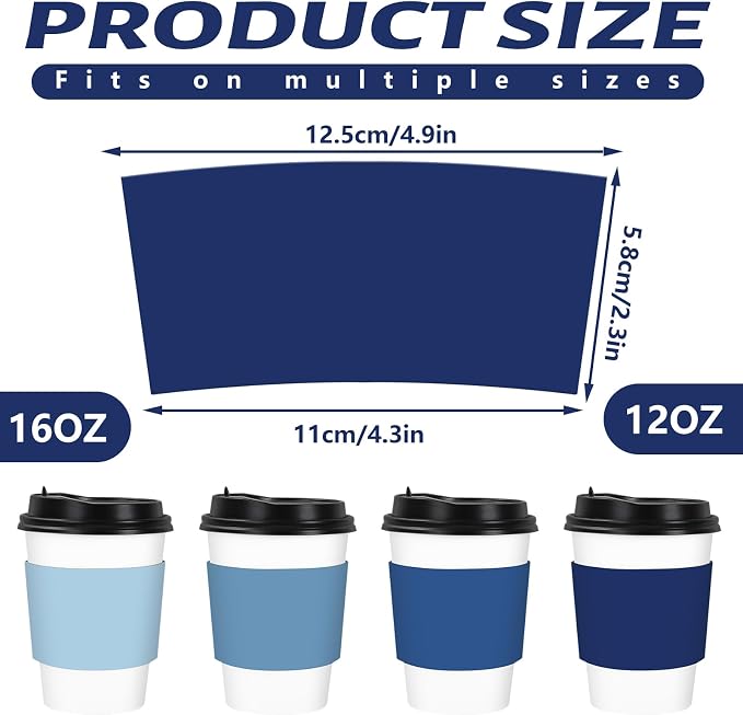 Whaline 100 Pcs Summer Dusty Blue Coffee Cup Sleeves 4 Gradient Blue Colors - Image 2