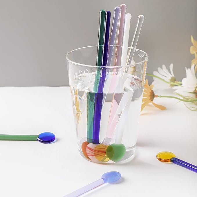 5 Pieces Glass Swizzle Sticks Cocktail Stirrers Mixing Spoon Coffee Tea - Image 4