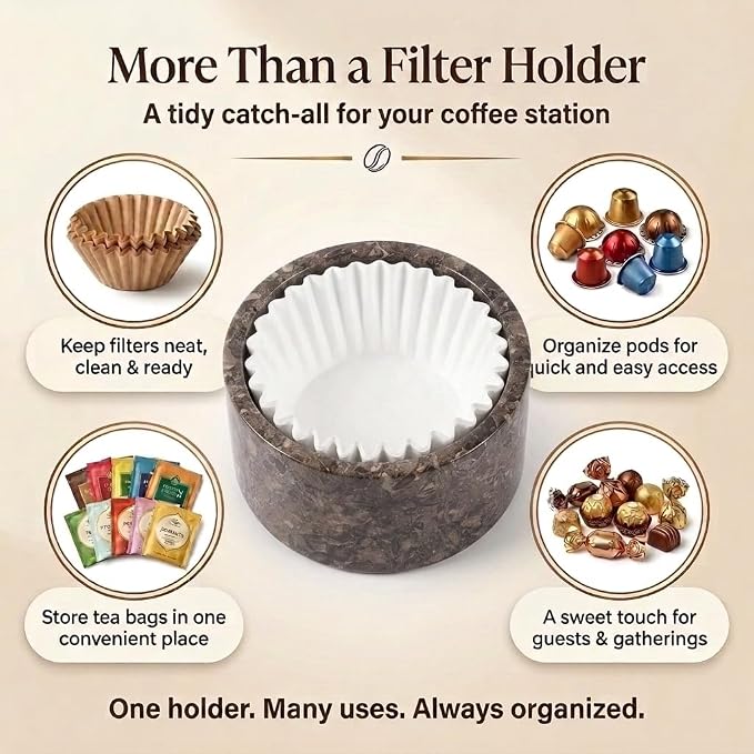 Marble Coffee Filter Holder – 6 inch Handmade Oceanic Coffee Filter Holder - Image 6