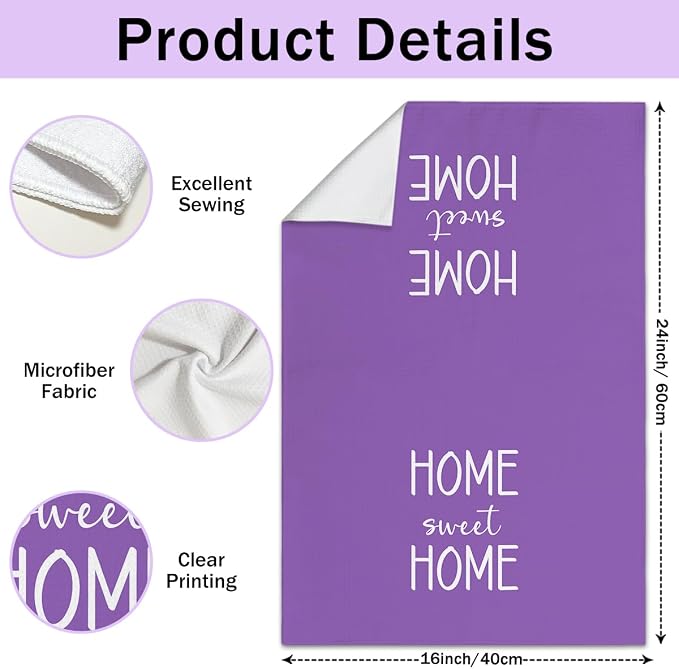 WwongxianB Lavender Kitchen Towels Decorative Set of 3, Rustic Purple Floral - Image 2