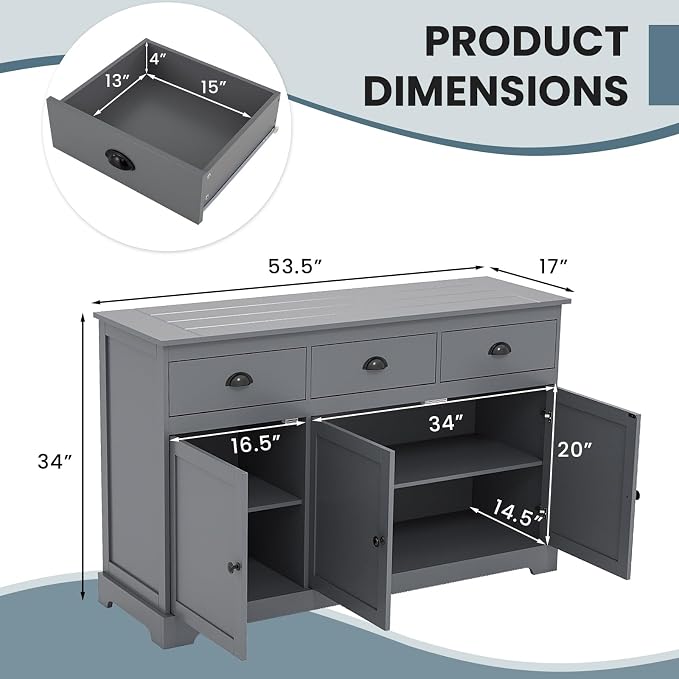 COSTWAY Sideboard Buffet Cabinet - Image 3