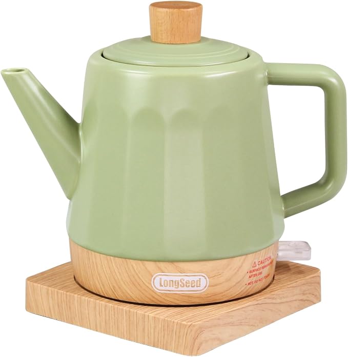 Ceramic Electric Kettle 1.2L, Automatic Shut Off Tea Kettle & Hot Water Boiler by LongSeed