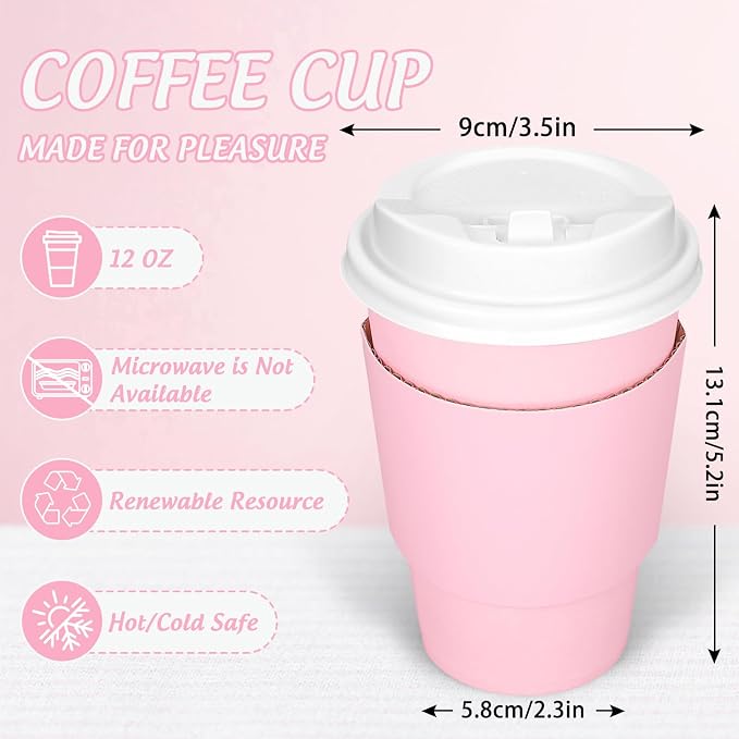 JarThenaAMCS 50 Set 16Oz Pink Disposable Coffee Cups - Image 2