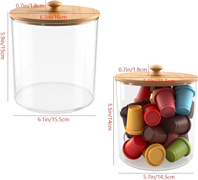 2 Pack Coffee Pod Holder with Bamboo Lid, Coffee Filter Holder, Cafe Bar - Image 2