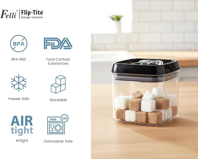 Felli Flip Tite Food Storage Container 5" LARGE Size Airtight Lid Lock Top - Image 8