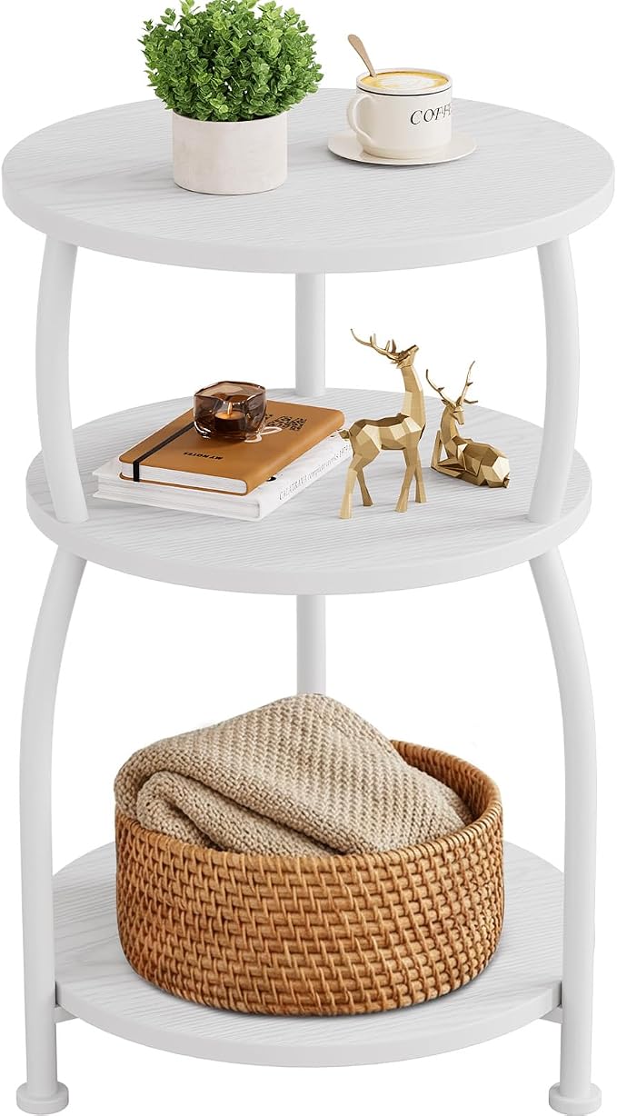 Round Side Table, 3-Tier End Table by designyourhome