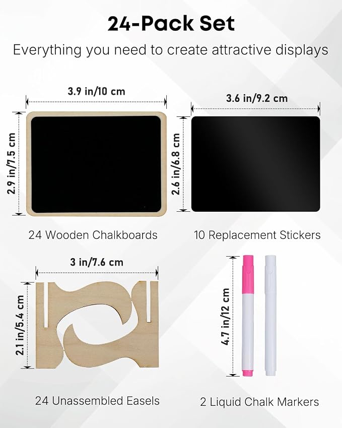 Uniclife 24 Pack Mini Chalkboard Signs - Image 2